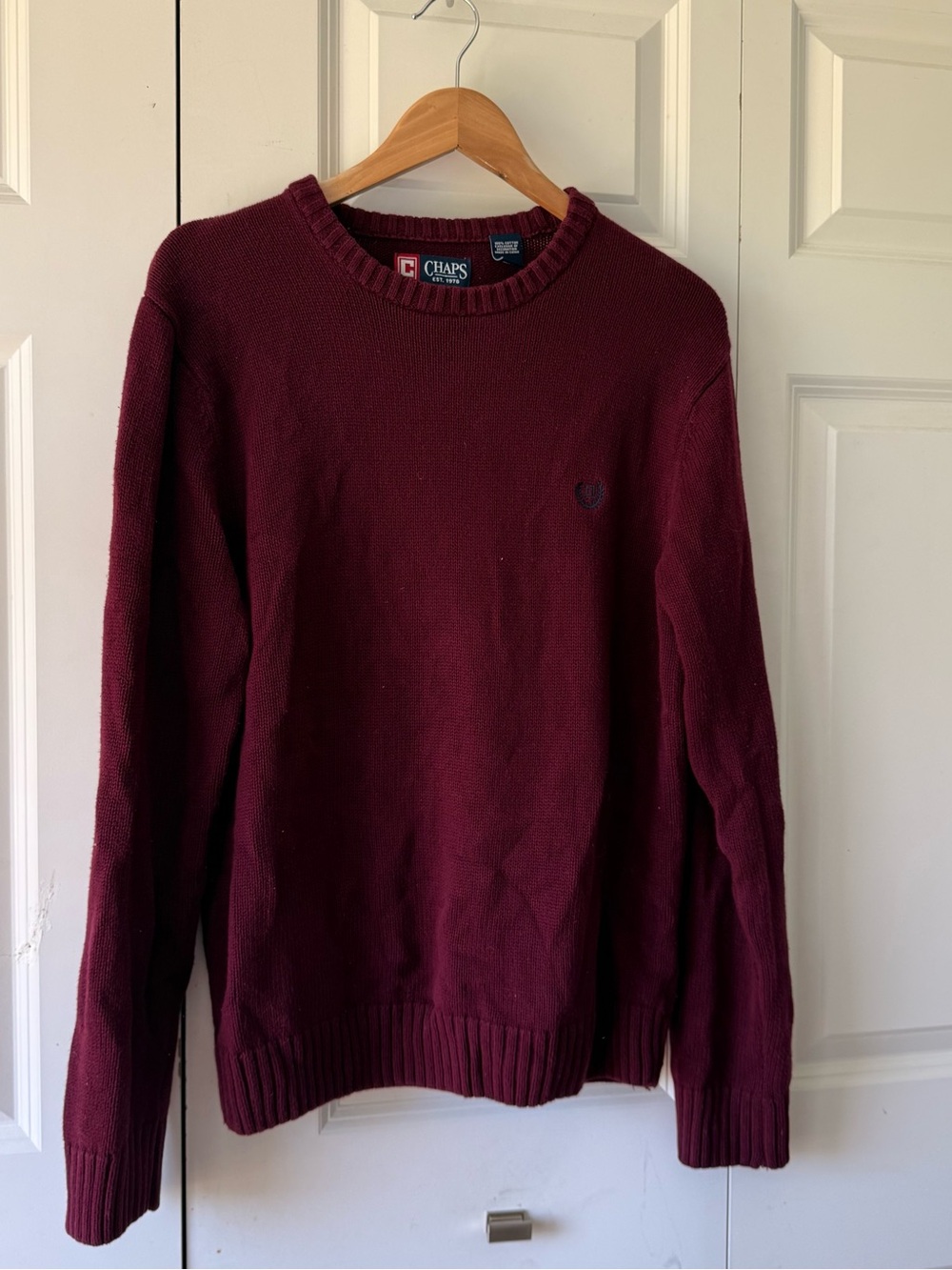 Chaps Men's Crewneck Sweater in Maroon